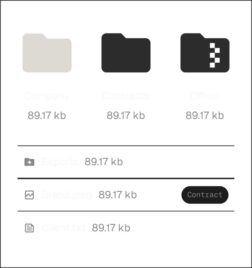 Vault storage containing different uploaded files
